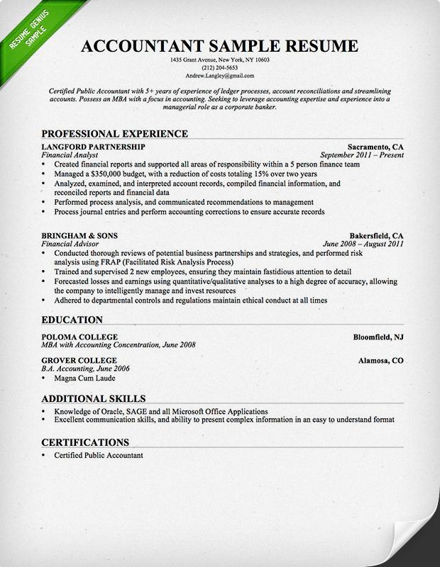 accountant resume sample