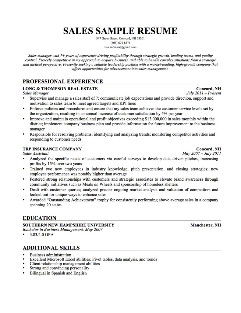 Resume account manager reports