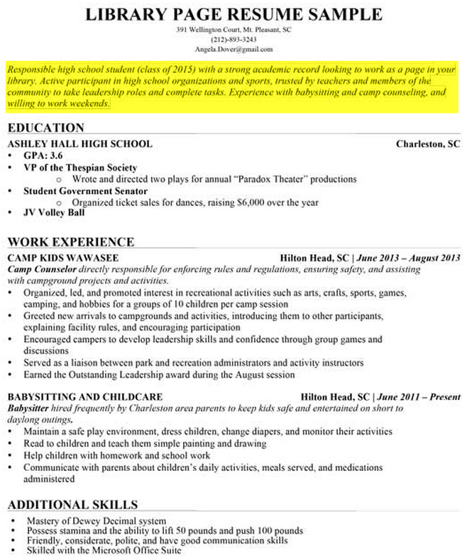 gallery for high student resume examples objective