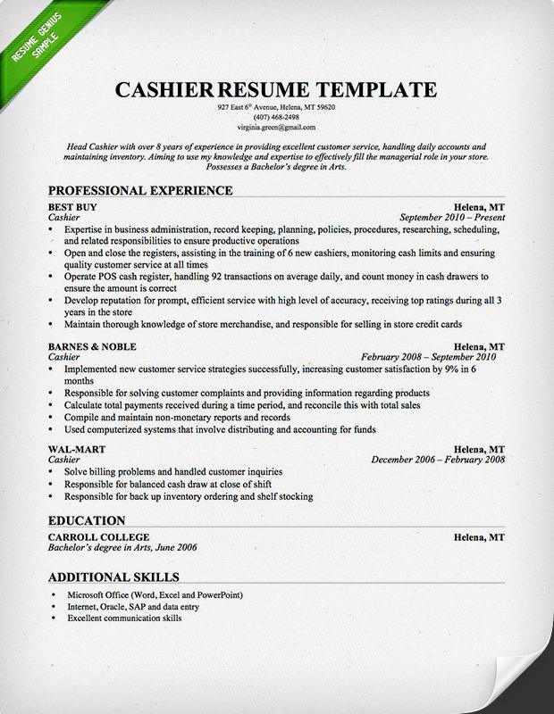 Cashier Resume Job Description Examples How to write a Cashier job