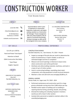 Construction Cover Letter Example & Writing Tips  Resume 