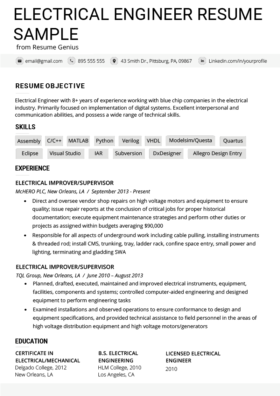 resume engineer electrical example format template engineering examples experience samples tips cv writing diploma job simple templates pdf civil make