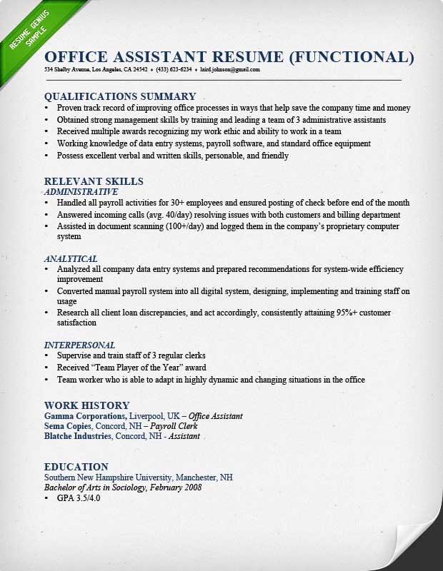 Sample summary of experience resume