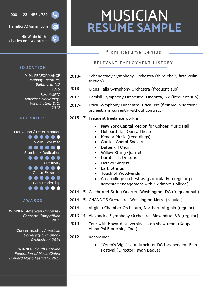 Music Resume Sample & Writing Tips