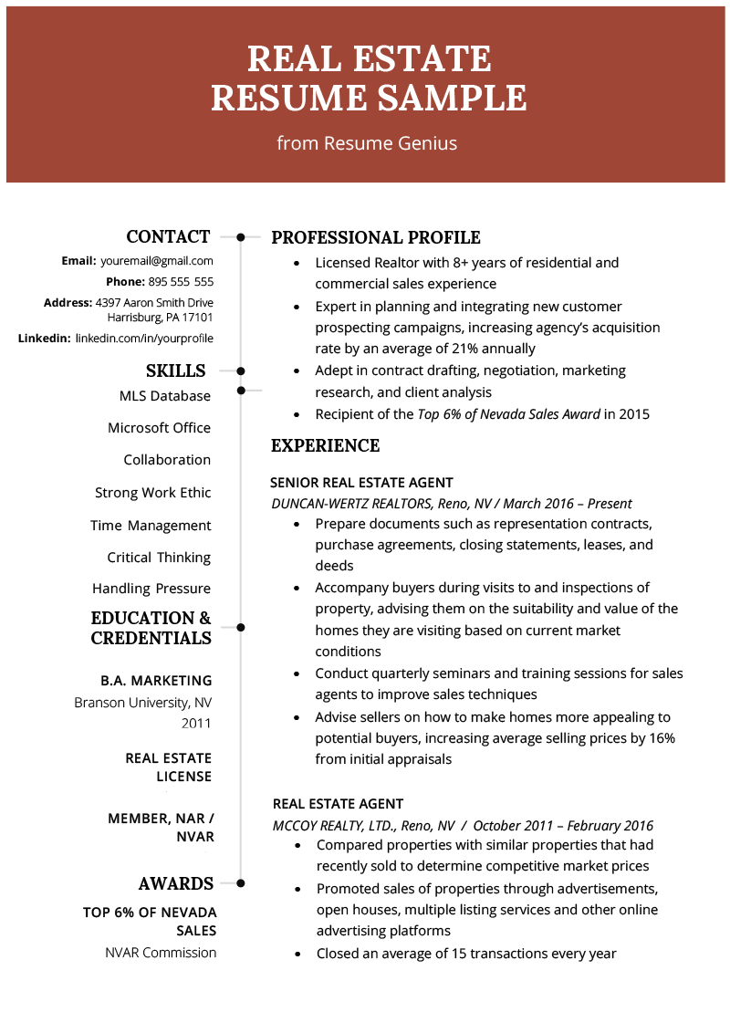 Commercial Real Estate Broker Resume - Free Resume Templates