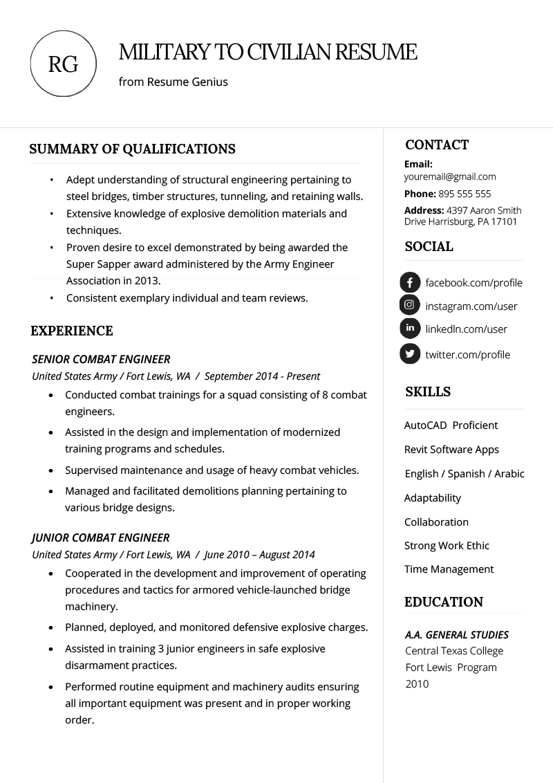 How To Write A Military To Civilian Resume