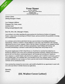 waiter cover letter