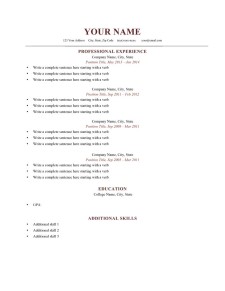 Example of a functinal resume
