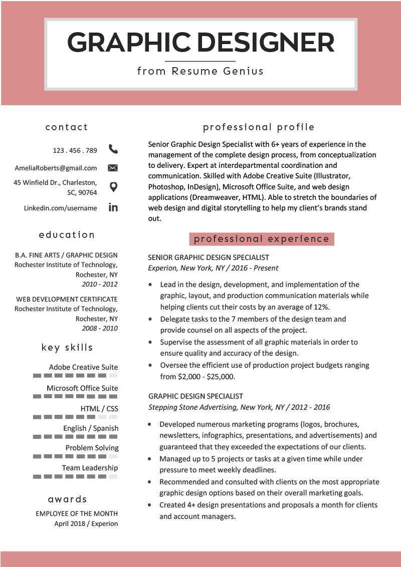 graphic design resume sample  u0026 writing guide