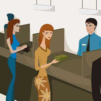 Employees Jobholders Clerk In A Bank Flat Vector Royalty Free