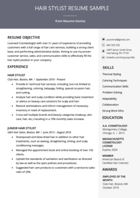 Cosmetologist Resume Sample Amp Writing Guide Resume Genius