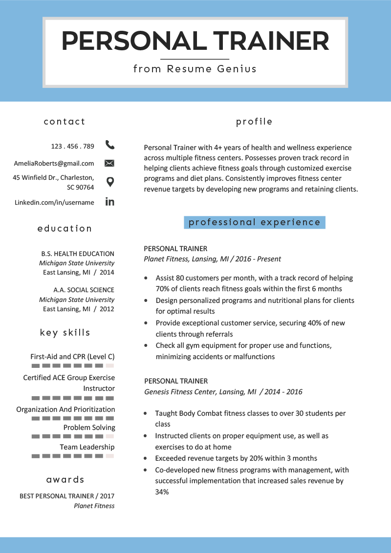 Personal Trainer Profile Template