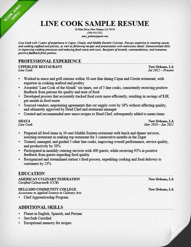 Seafood expert resume