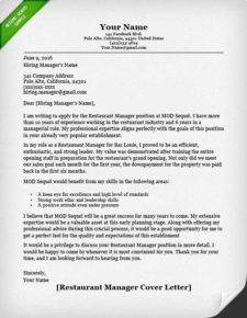 cover letter examples food service