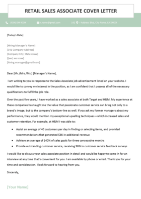 Sales Manager Cover Letter Sample Free Download