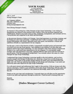 Sales Manager Cover Letter Sample 233x300