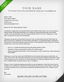 Bank Teller Cover Letter Sample | Resume Genius