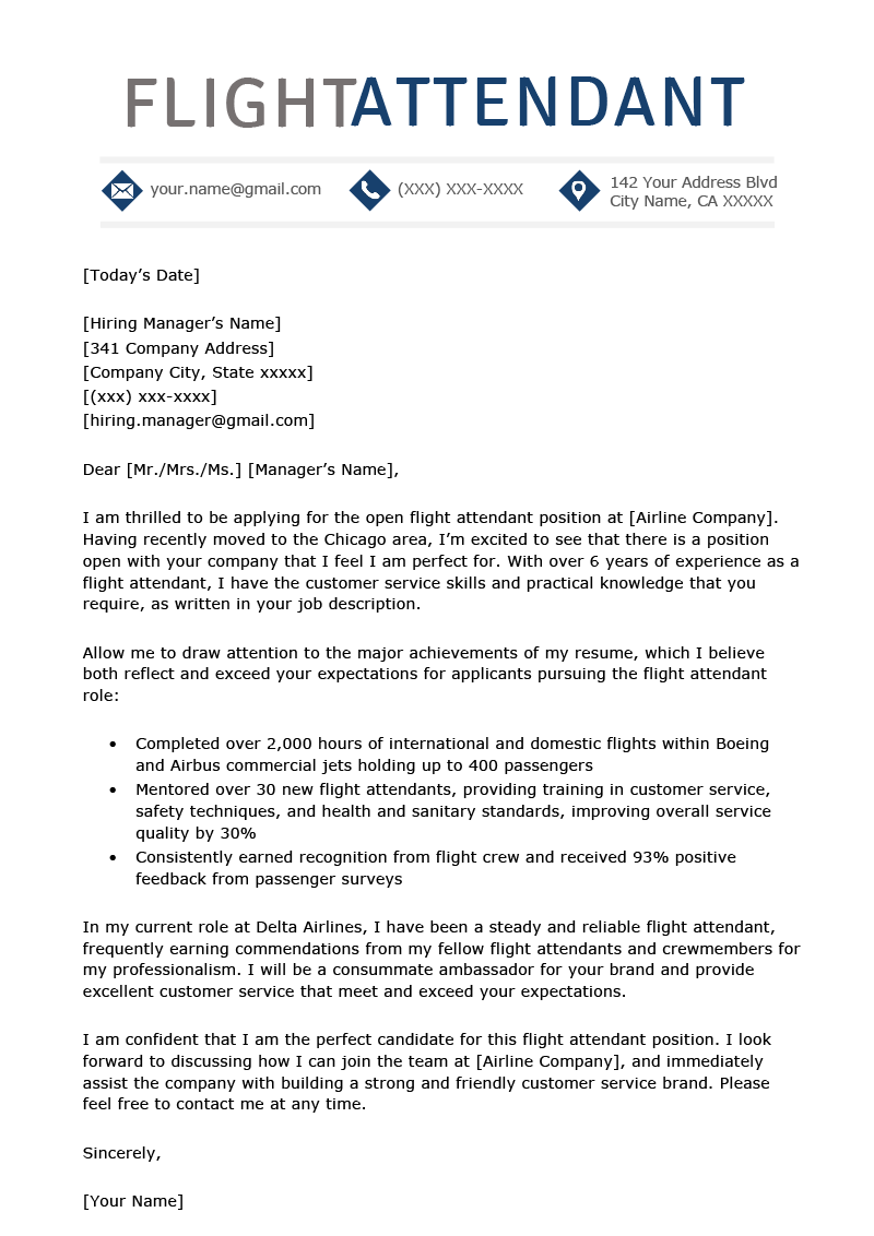 simple cover letter for flight attendant