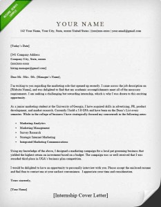 Cover letter template for internship