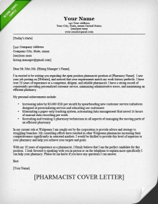 pharmacist position cover letter examples
