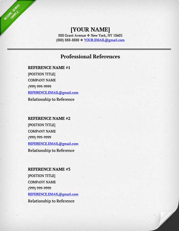 how to make a list of references for resume