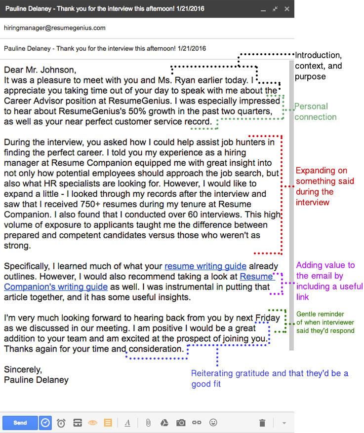 Follow Up Thank You Letter After Interview from resumegenius.com