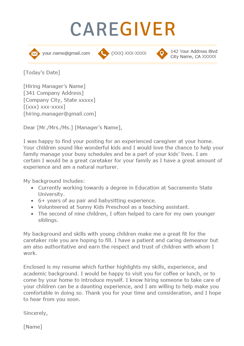 cover letter for a personal carer