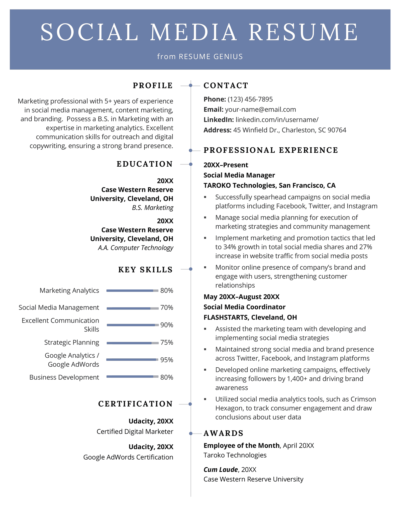 Social Media Resume Example Writing Tips Resume Genius