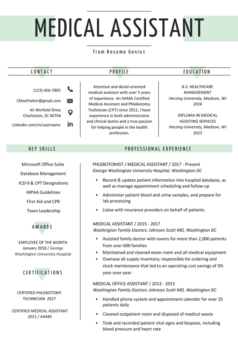 health care assistant sample resume