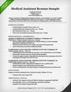 Sample Cover Letter For A Resume For A Medical Assistant