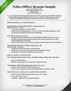 Resume for police officer position