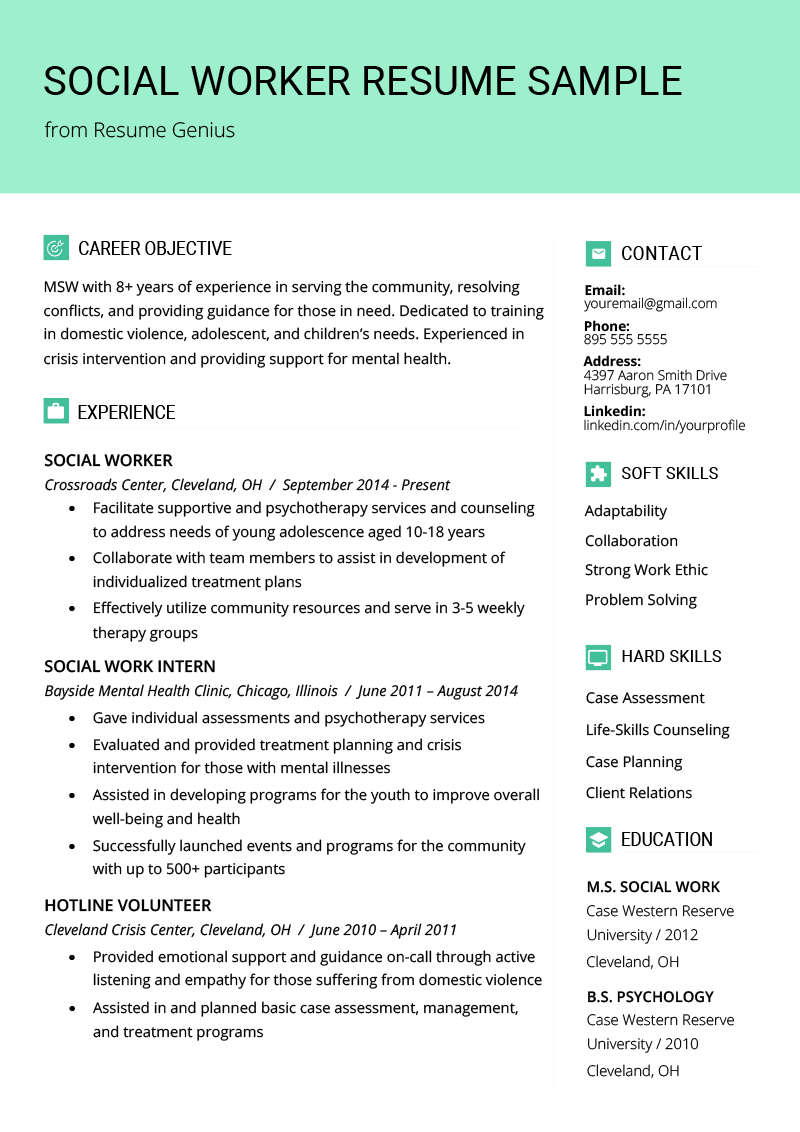 Social Work Resume Sample & Writing Guide Resume Genius