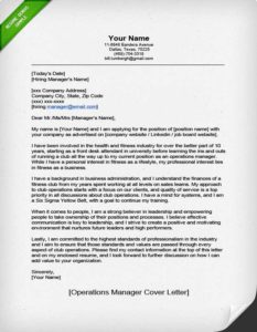 operations manager cover letter sample resume genius