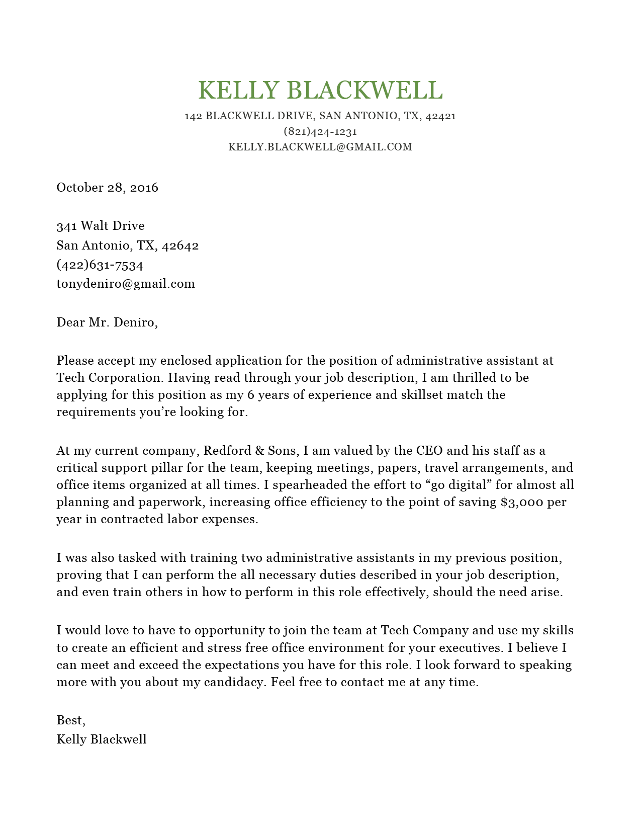 dublin cover letter template