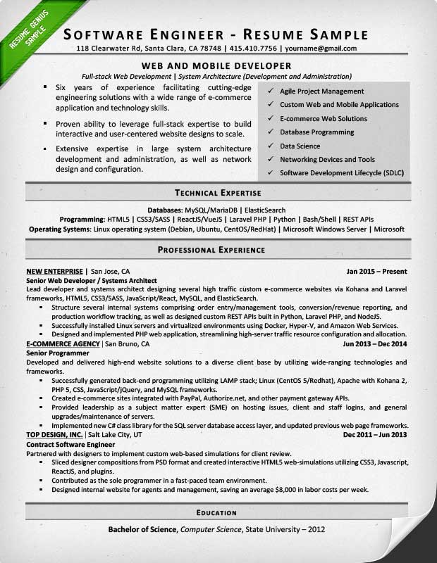 JNW Download Experience Resume Sample For Software Engineer Kindle