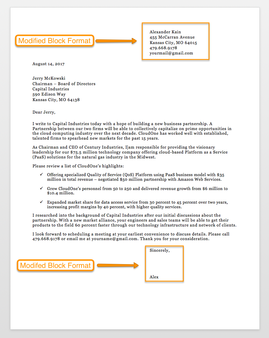 Business Letter Format Sample from resumegenius.com