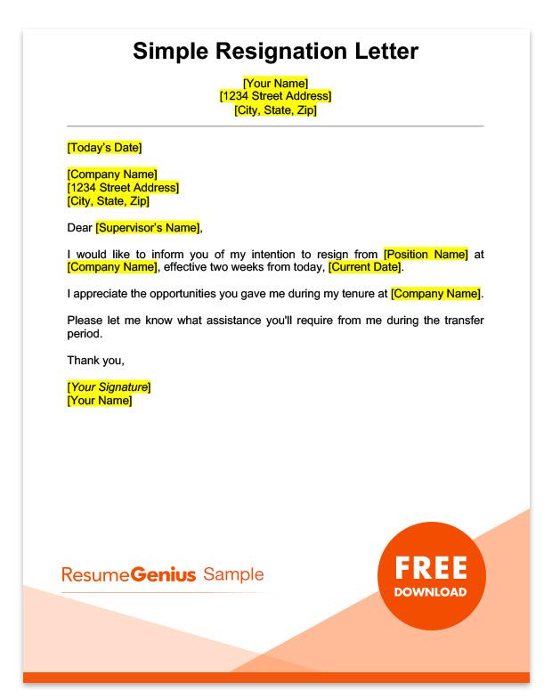 23 Printable Simple Two Week Notice Letter Forms And vrogue.co