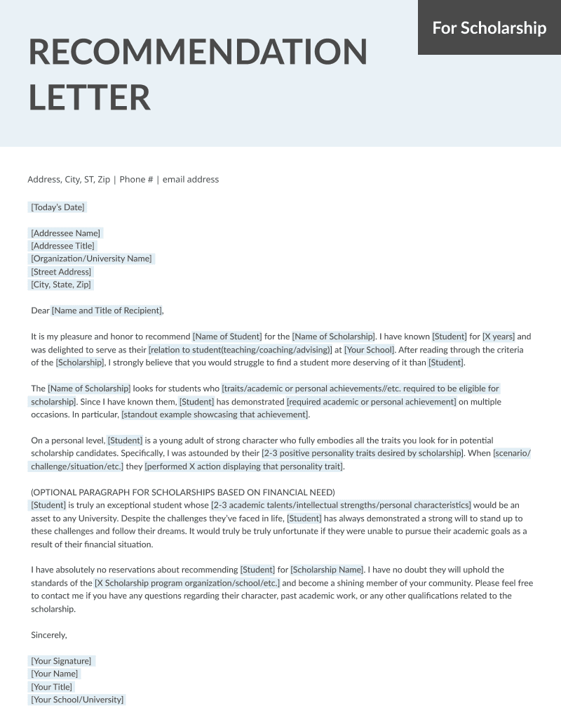 Student and Teacher Letter of Recommendation Letter Samples