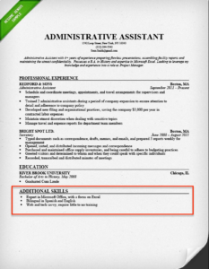 admin assistant resume skills section example 233x300