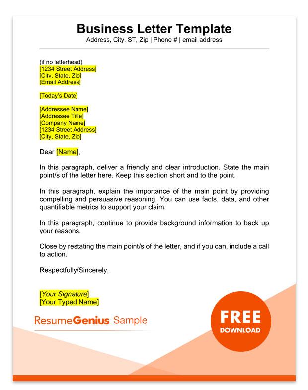 downloable templates for business letter