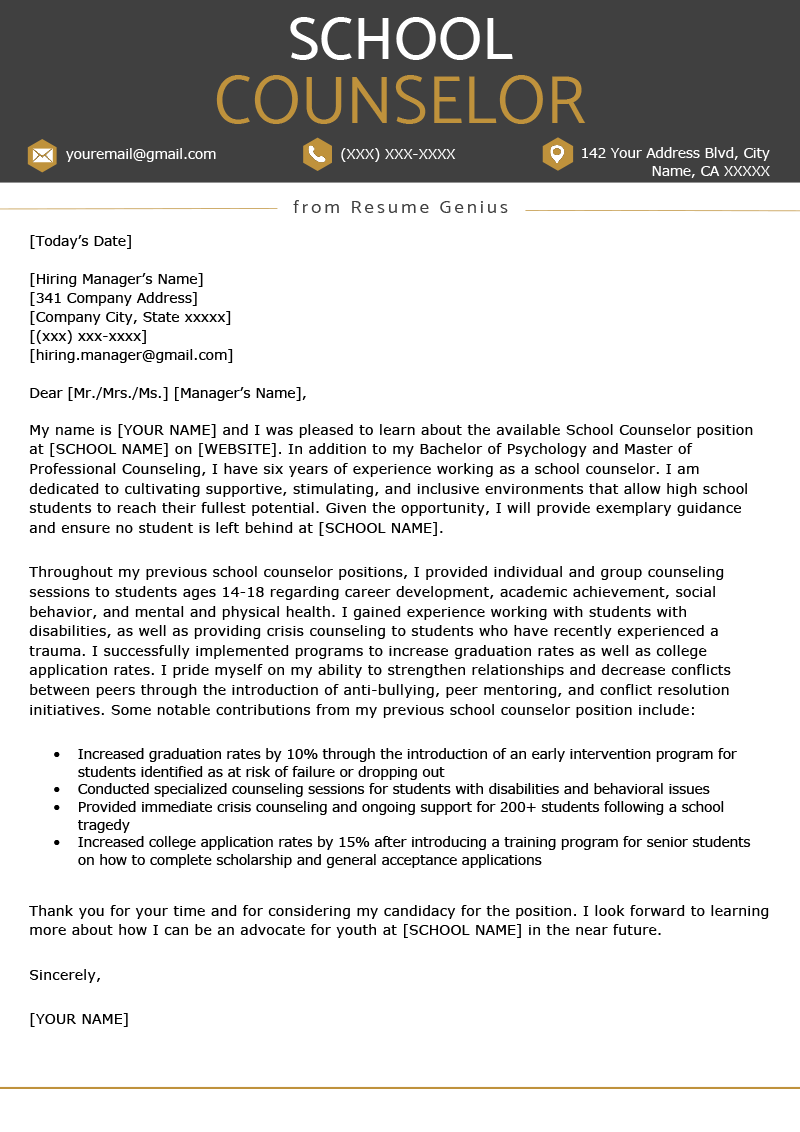 Admission Counselor Cover Letter from resumegenius.com