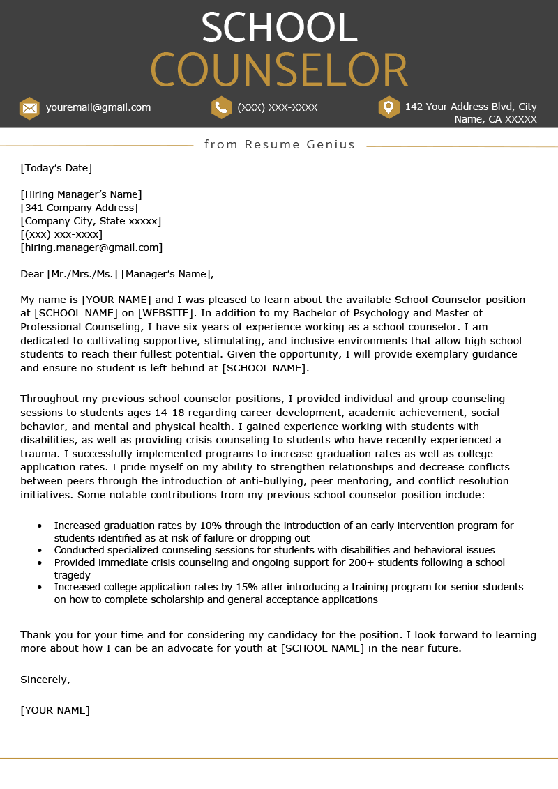 Cover Letter For Scholarship from resumegenius.com