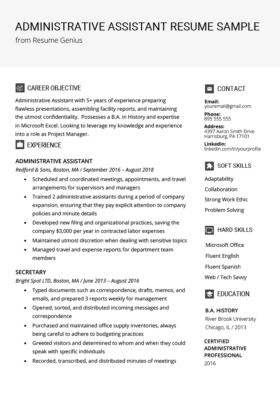 Secretary Resume Sample & Writing Tips  Free Download  RG