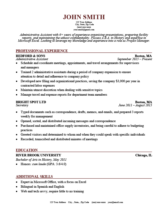 Compact Resume Template from resumegenius.com