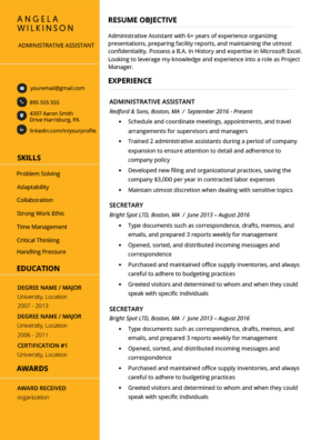 Internal Resume Template from resumegenius.com