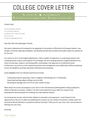 Internship Cover Letter Example Resume Genius