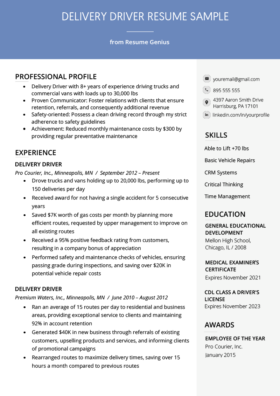 Truck Driver Resume Example And Writing Tips Resume Genius