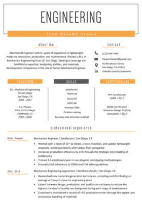 engineering resume examples 2022