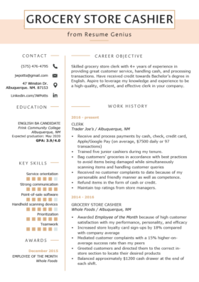 Cashier Resume Sample & Writing Guide | Resume Genius