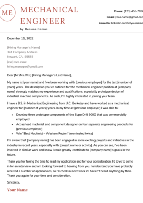 Engineering Cover Letter Templates | Resume Genius